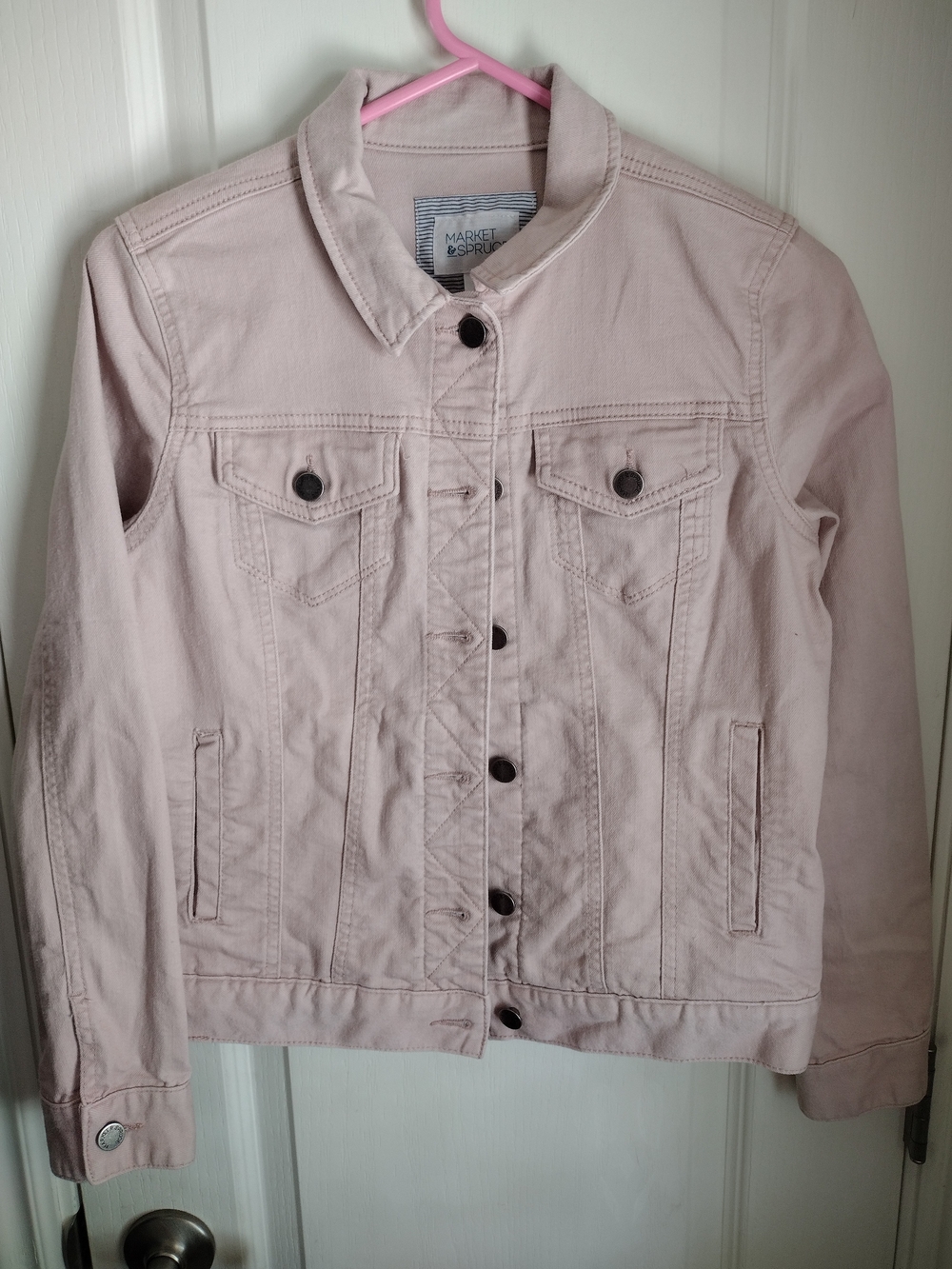 Market & Spruce Pale Pink Peach Denim Jacket Size Small